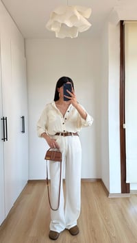 Bej Beli Lastikli Tencel Denim Tulum GAUS-01394GAUSTULUMGAUS-01394