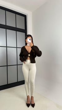 Krem Topuktan Geçirmeli Yumuşak Dokulu Tayt GAUS-00215GAUSTAYTGAUS-00215