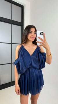 Lacivert Ayarlanabilir Askılı Parlak Şifon Tasarım Tulum Gaus00620GausTULUMGU1002447