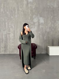 Rila Haki Hırkalı Triko Elbise İkili TakımGausELBİSEGU00904035