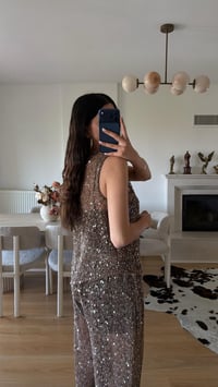 Kahve Muadil Atletli Pullu Bluz GAUS-01650GAUSBlouseGAUS-01650