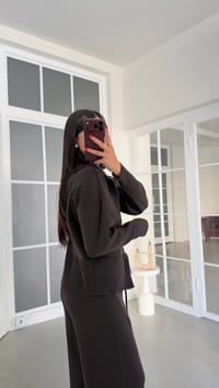 Acı Kahve Çift Fermuarlı Hırka Beli Lastikli Pantolon İkili Triko Takım GAUS-02169GAUSTAKIMGAUS-02169
