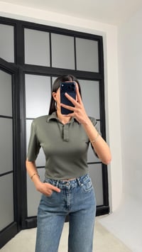 Yeşil Vatkalı Polo Yaka Tshirt GAUS-01419GAUSTSHIRTGAUS-01419