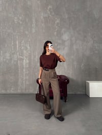 Mocha Kahve Kemer Detaylı Palazzo PantolonGausPANTOLONGU00904376