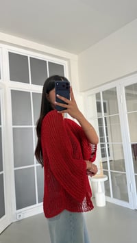 Kırmızı Ajurlu Triko Bluz GAUS-02064GAUSالبلوزات GAUS-02064
