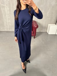 Tinky Lacivert Bağlamalı Yırtmaçlı ElbiseGausELBİSEGU00903872