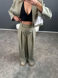 Ketrina Soft Haki Tasarım Blazer Ceket İkili TakımGausTAKIMGU004369