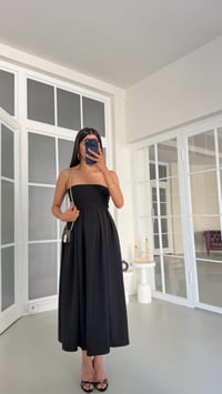 Siyah Straplez Beli Lastikli Elbise GAUS-01746GAUSELBİSEGAUS-01746