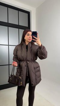 Acı Kahve Astarlı Cep Detaylı Kuşaklı Şişme Mont GAUS-00879GAUSMONTGAUS-00879