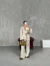 Taş Bağlamalı Keten Kimono Takım Gaus00034GausTAKIMGU1001071