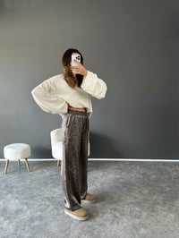 Leoparlı Parlak Beli Lastikli Pantolon GausPANTOLONGU002499