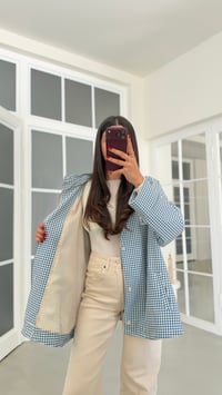 Mavi Beli Ayarlanabilir Astarlı Baskılı Premium Ceket GAUS-02226GAUSCEKETGAUS-02226
