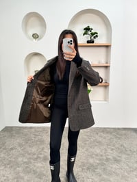 Dany Kahve Kaz Ayağı Desenli Astarlı Kaşe Blazer CeketGausCEKETGU00903768