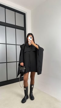 Siyah Premium Tasarım Panço Trençkot GAUS-00156GAUSTRENÇKOTGAUS-00156