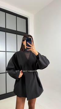 Siyah Kemerli Astarlı Cepli Premium Ceket GAUS-00818GAUSCEKETGAUS-00818