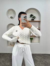 Muse Krem Muadil Örme V Yaka Triko KazakGausKAZAKGU0090386