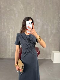 Füme Önden Çapraz Drapeli Modal Kumaş Elbise Gaus00200GausELBİSEGU1001469