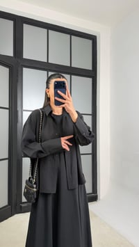 Siyah Gömlek Elbise Oversize İkili Tencel Takım GAUS-01423GAUSTAKIMGAUS-01423