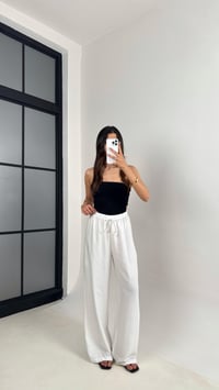 Beyaz Beli Lastikli Çilek Kumaş Pantolon Gaus00571GausPANTOLONGU1002332