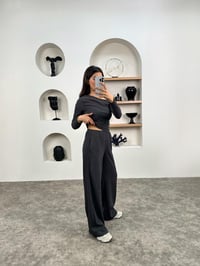 ZR Model Antrasit Kayık Yaka Bürümcük TakımGausTAKIMGU008969