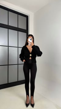 Siyah Topuktan Geçirmeli Yumuşak Dokulu Tayt GAUS-00215GAUSTAYTGAUS-00215