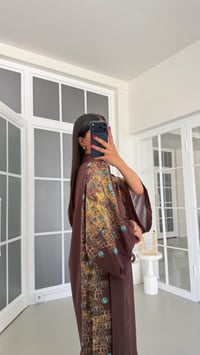Kahve Kimono Crop Beli Lastikli Pantolon 3lü Desenli Premium Takım GAUS-01831GAUSSuitsGAUS-01831
