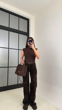 Acı Kahve Kemerli Desenli Kadife Premium Pantolon GAUS-00947GAUSPANTOLONGAUS-00947