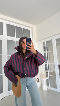 Pembe Şeritli Dik Yaka Astarlı Premium Bomber Ceket GAUS-02029 GAUS-02095GAUSJacketsGAUS-02095