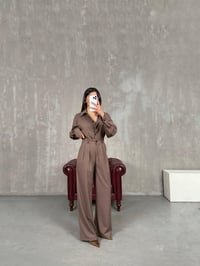 Sütlü Kahve İthal Kumaş Premium Gömlek Pantolon İkili Takım Gaus00273GausTAKIMGU1001634