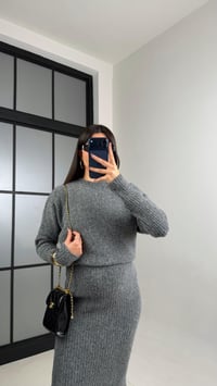 Gri Yumuşak Dokulu Triko Elbise GAUS-01083GAUSELBİSEGAUS-01083