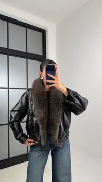 Siyah Yaka Kürk Detaylı Astarlı Bomber Deri Ceket GAUS-00666GAUSCEKETGAUS-00666