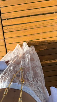 Beyaz Dantel Detaylı Pullu Transparan Etek GAUS-01577GAUSETEKGAUS-01577