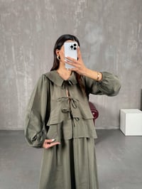 Haki Bağlamalı Bebe Yaka Üst Etek Tensel Takım Gaus0007GausTAKIMGU100998