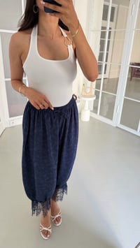 Lacivert Beli Lastikli Dantel Detaylı Pinterest Şalvar GAUS-01763GAUSPANTOLONGAUS-01763