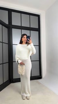 Ekru Elbise Pelerin Triko İkili Takım GAUS-01194GAUSELBİSEGAUS-01194