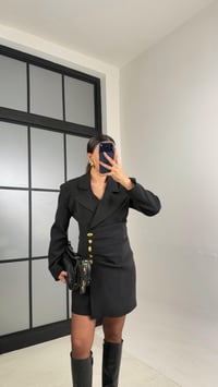 Siyah Vatkalı Astarlı Ceket Elbise GAUS-01074GAUSDressesGAUS-01074