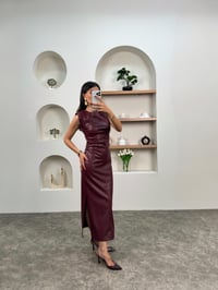 Belis Bordo İçi Şardonlu Deri ElbiseGausELBİSEGU00903555