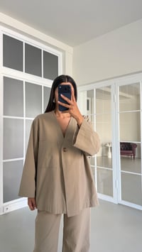 Vizon Kimono Beli Lastikli Pantolon İkili Keten Takım GAUS-01491GAUSSuitsGAUS-01491