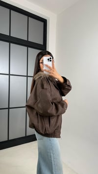 Kahve Çıkarılabilir Kürk Yaka Premium Süet Deri Mont GAUS-00500GAUSMONTGAUS-00500