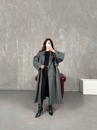 Telsa Antrasit Kuşaklı Poliviskon Astarlı Premium Trençkot GausKABANGU100771