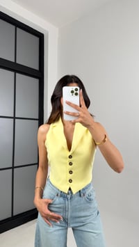 Sarı Sırt Dekolteli Astarlı Yelek Gaus00562GausYELEKGU1002310