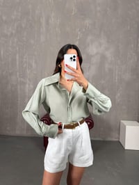 Soft Haki Vatkalı Tensel Gömlek Gaus00201GausGÖMLEKGU1001472