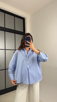 Mavi Çizgili Düğme Detaylı Premium Gömlek GAUS-01109GAUS القمصان GAUS-01109