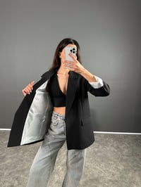 Siyah Premium Kalite Astarlı Double Kumaş Blazer Ceket GausCEKETGU004501