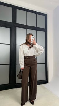 Acı Kahve Gold Toka Detaylı Pantolon GAUS-01168GAUSPantsGAUS-01168