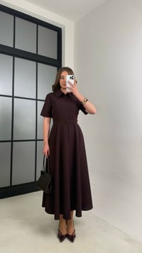 Mürdüm İnce Kemerli Elbise GAUS-00991GAUSELBİSEGAUS-00991