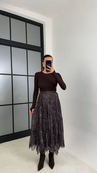 Mürdüm Etnik Desenli Astarlı Şifon Etek GAUS-00788GAUSETEKGAUS-00788