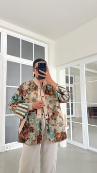 Turkuaz Vintage Desenli Kapitone Ceket GAUS-02127GAUSJacketsGAUS-02127