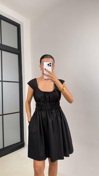 Siyah Gipe Detaylı Mini Poplin Elbise GAUS-0033GAUSDressesGAUS-0033