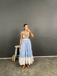 Ges Mavi Askılı Triko İşlemeli ElbiseGausELBİSEGU008634